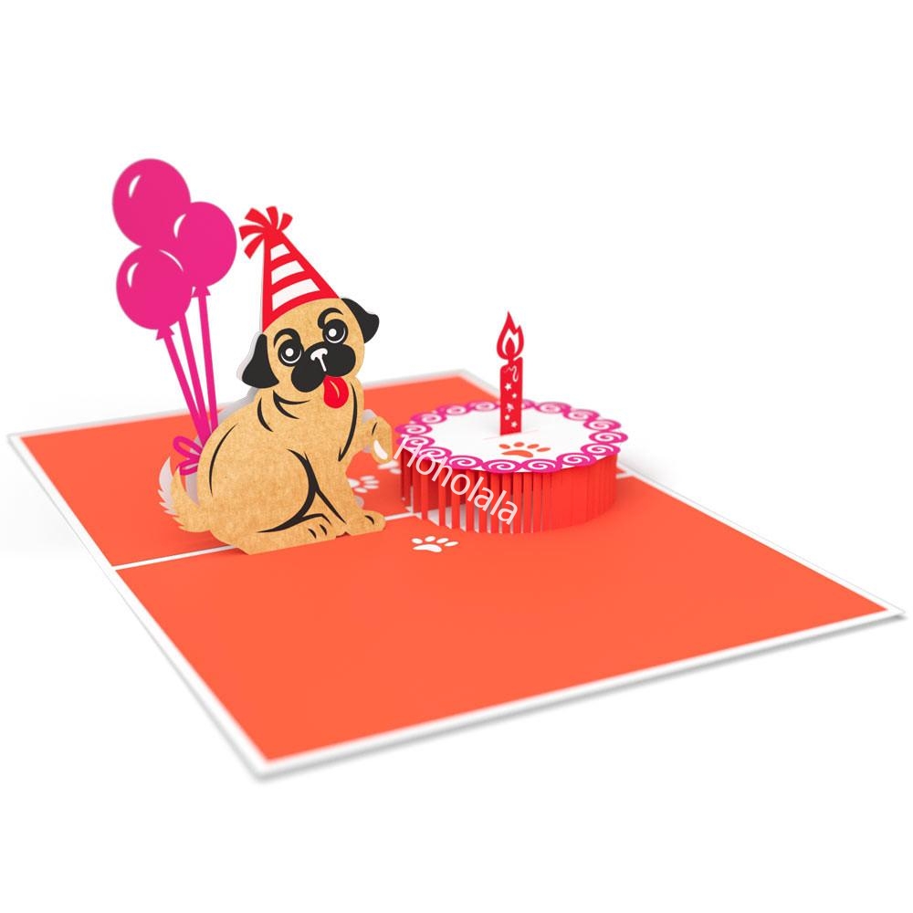 Pug Cake Smash 3D Pop Up Card - PCSC4012
