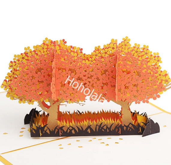 Double Cherry Blossom Tree 3D Greeting Card - DCBT2729