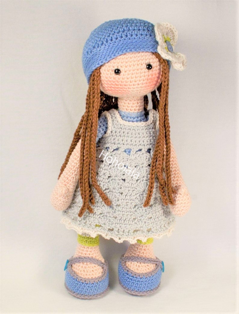 Pretty Girl Hola Doll with Long hair Crochet doll Amigurumi Handmade - PGDLC001