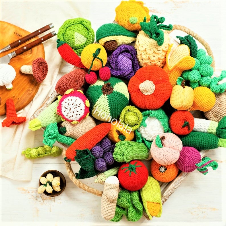 Amigurumi Cooking Kit toy for Kids fruit and vegetable handmade crochet - ACKKFV001